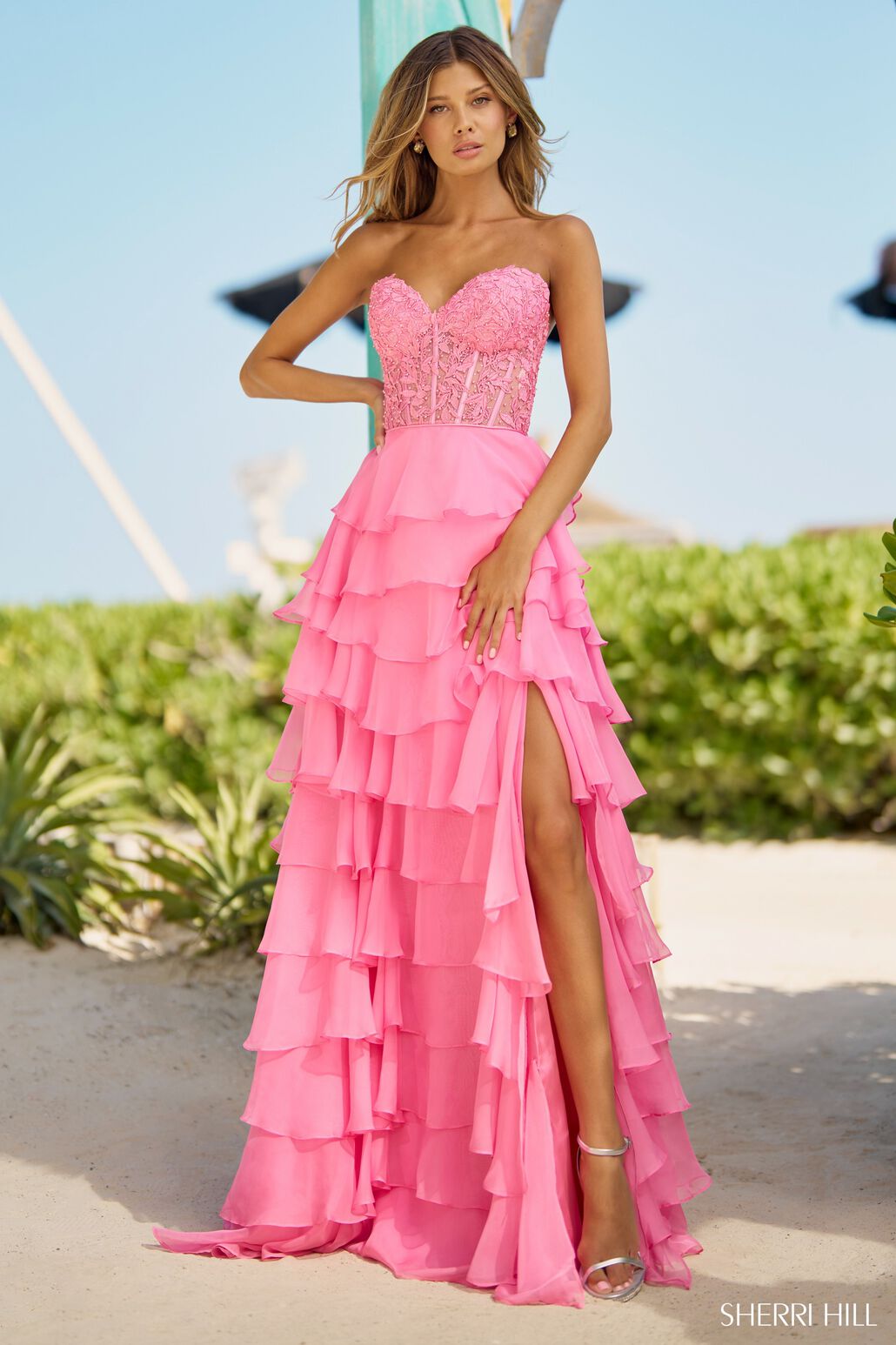 sherri hill satin chiffon ruffle prom dress 56228 Sherri Hill 56228 Evening Dress ~LOWEST PRICE GUARANTEE~ NEW Authentic