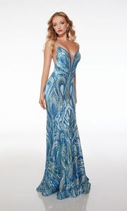 ALYCE 61564 Long Formal Dress with Plunging Neckline - Prom-Avenue